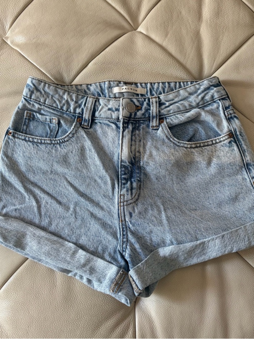 PacSun Light Wash High-Rise Rolled Hem Denim Shorts